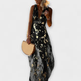 Robe élégante à col en V et détail pailleté