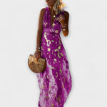 Robe élégante à col en V et détail pailleté