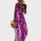 Robe élégante à col en V et détail pailleté