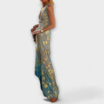 Robe élégante à col en V et détail pailleté