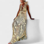 Robe élégante à col en V et détail pailleté