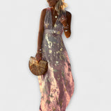 Robe élégante à col en V et détail pailleté