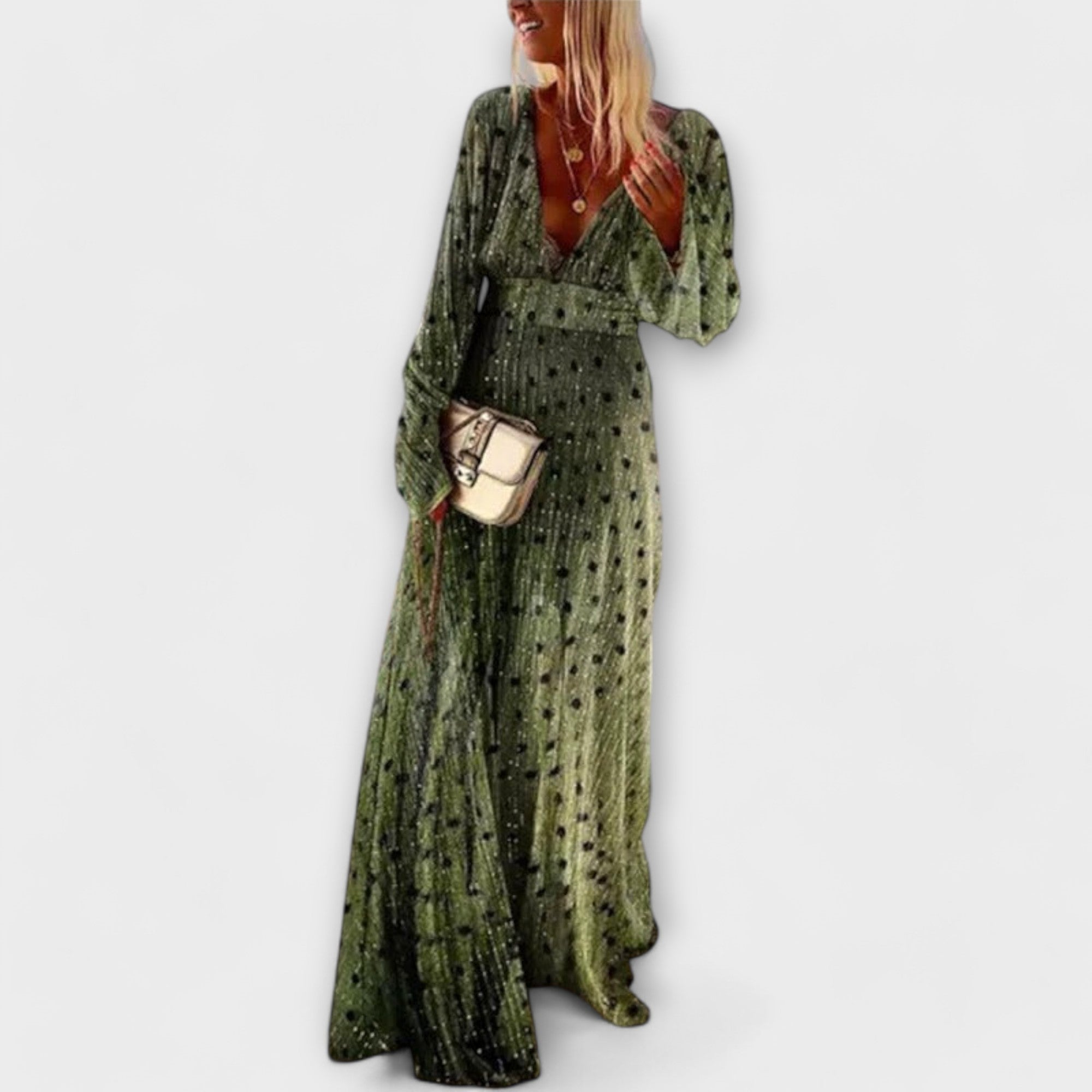 Robe longue élégante à pois