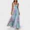 Rosalind | Robe longue en chiffon fleuri plissé avec ceinture