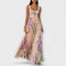 Rosalind | Robe longue en chiffon fleuri plissé avec ceinture