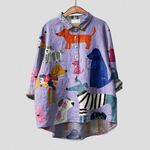 Rose | Blouse ample à imprimé chien