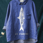Rose | Blouse décontractée à imprimé sardine