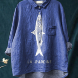 Rose | Blouse décontractée à imprimé sardine