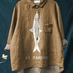 Rose | Blouse décontractée à imprimé sardine