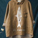 Rose | Blouse décontractée à imprimé sardine