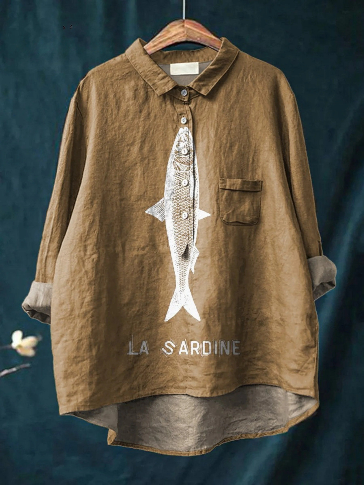 Rose | Blouse décontractée à imprimé sardine