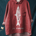Rose | Blouse décontractée à imprimé sardine