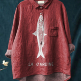 Rose | Blouse décontractée à imprimé sardine