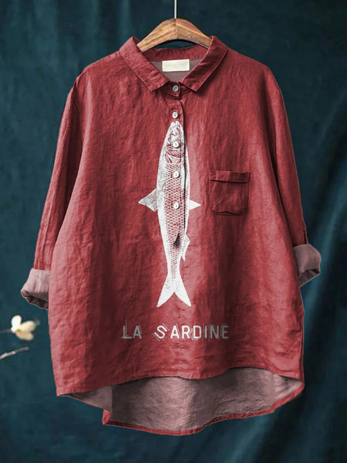 Rose | Blouse décontractée à imprimé sardine