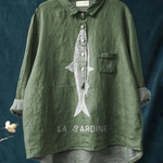 Rose | Blouse décontractée à imprimé sardine