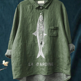 Rose | Blouse décontractée à imprimé sardine