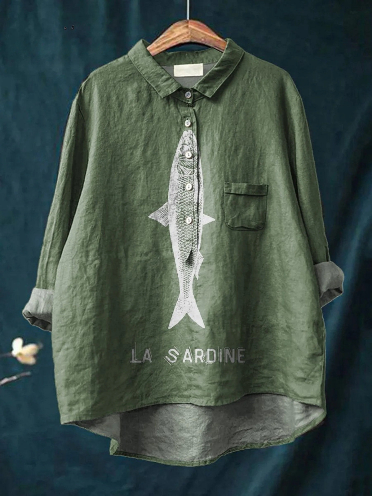 Rose | Blouse décontractée à imprimé sardine