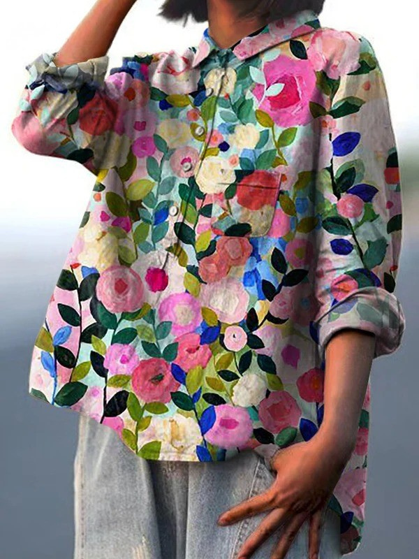 Rose | Blouse décontractée femme à imprimé floral de printemps