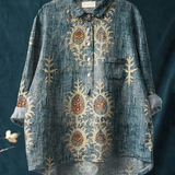 Rose | Blouse décontractée femme à imprimé floral vintage ethnique