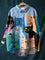 Rose | Blouse élégante femme à imprimé chat artistique