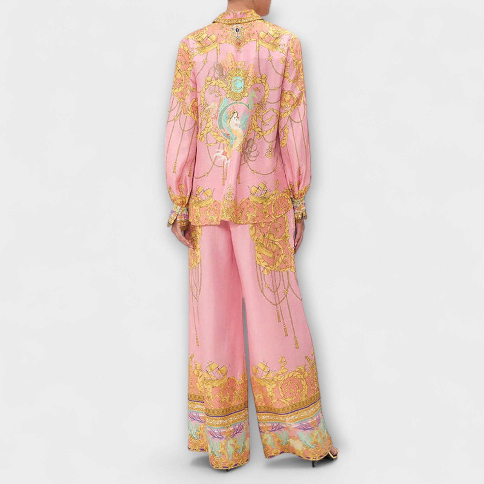 Sage - Ensemble chemise décontractée et pantalon taille élastiquée Mermaid