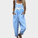 Salopette bleu clair à motif cœur