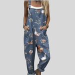 Salopette bleue à motif oie