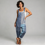 Salopette bleue bohème en patchwork