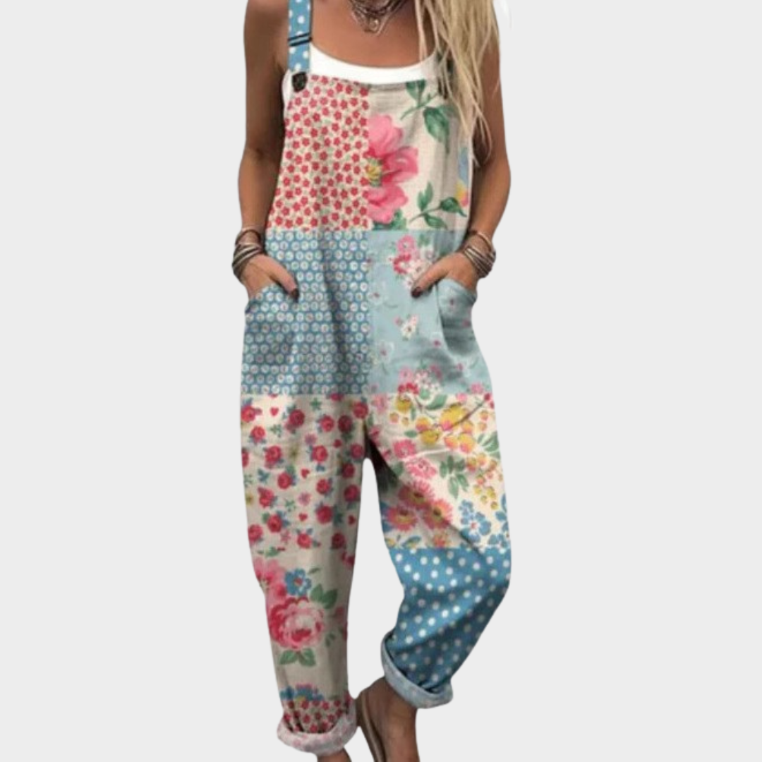 Salopette pastel bohème en patchwork