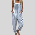 Salopette rayée bleu et blanc