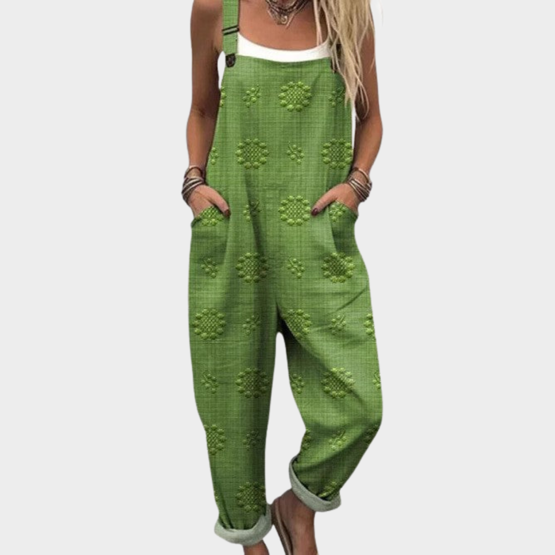 Salopette vert gazon à motif texturé