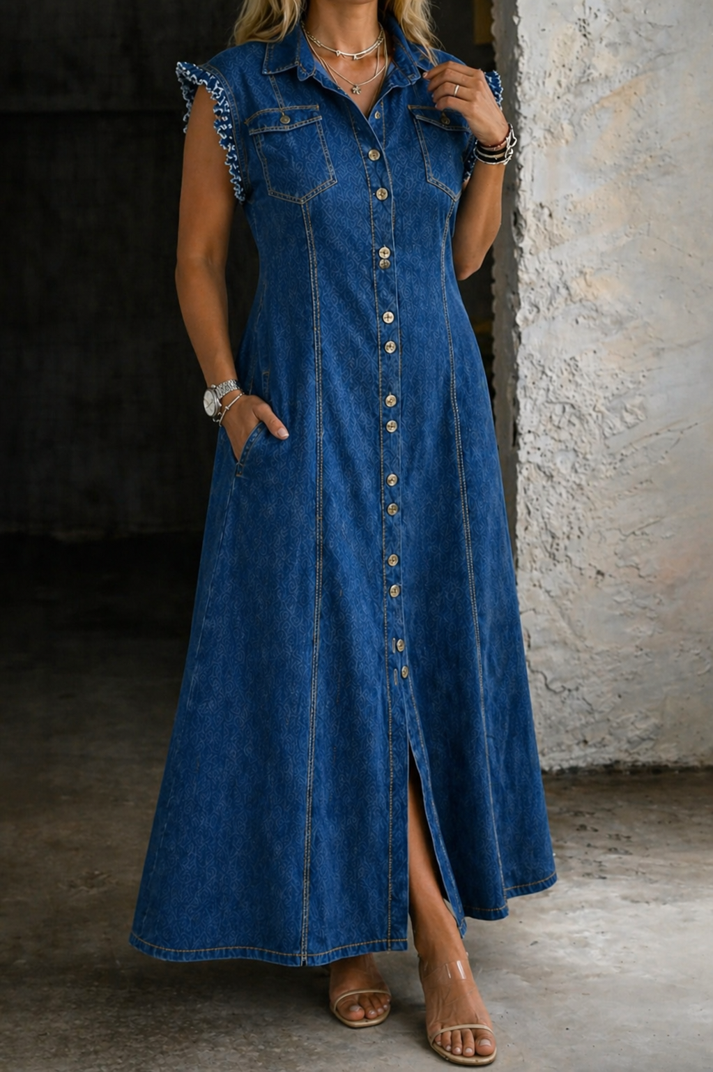 Saskia - Robe en denim grande taille