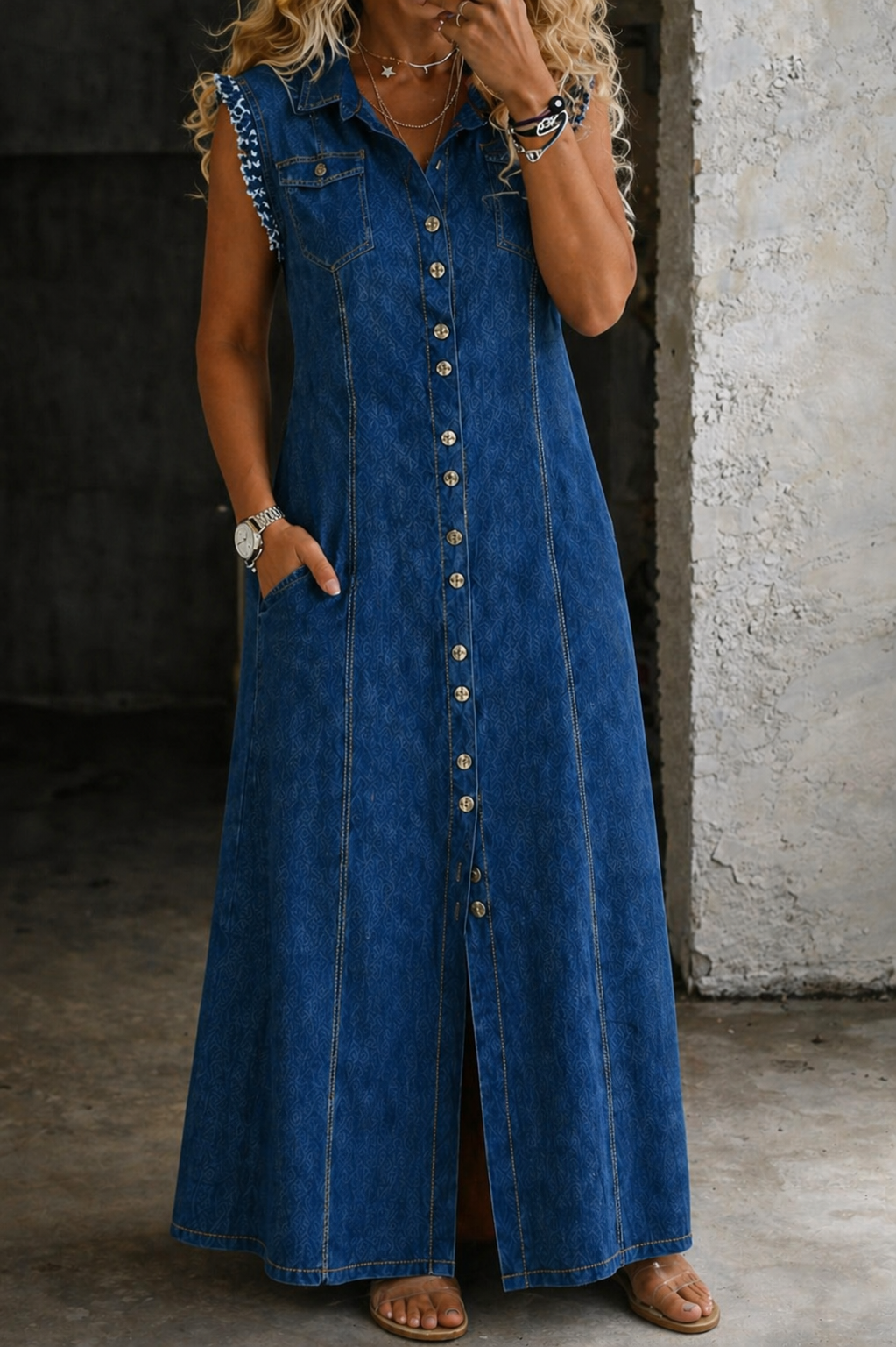 Saskia - Robe en denim grande taille