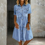 Sienna - Robe en denim chic décontracté