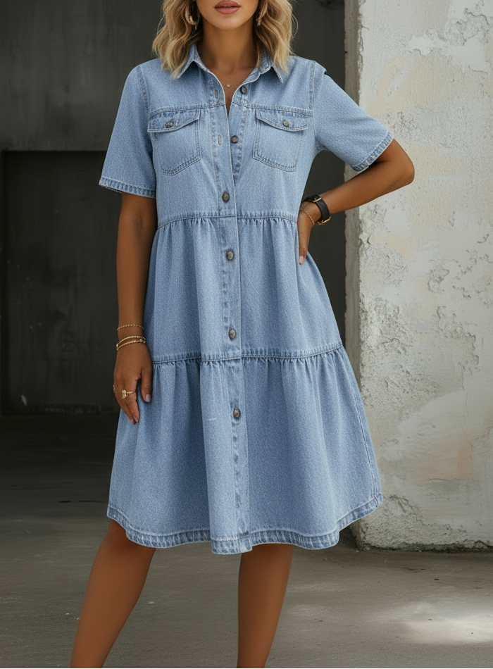 Sienna - Robe en denim chic décontracté