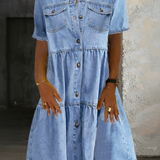 Sienna - Robe en denim chic décontracté