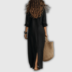 Soline | Robe longue boutonnée effet lin décontractée