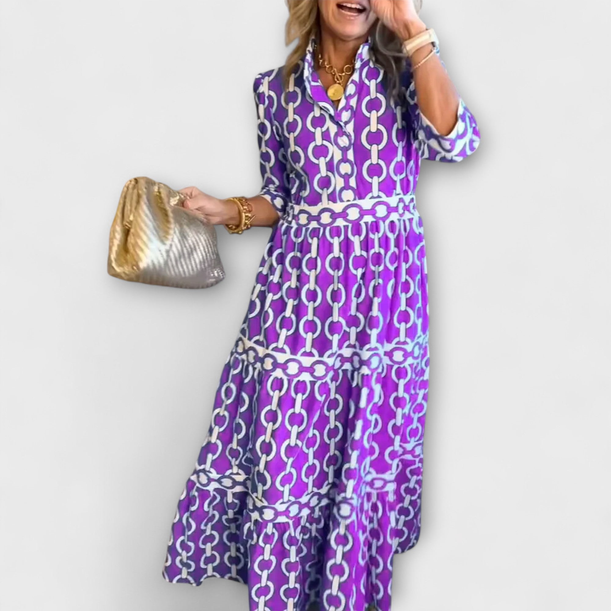 Sophia | Robe midi à motif chaîne