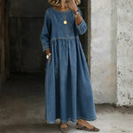 Sophie - Robe en denim à col Claudine