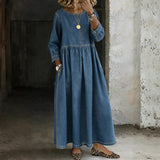 Sophie - Robe en denim à col Claudine
