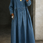 Sophie - Robe en denim à col Claudine