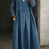 Sophie - Robe en denim à col Claudine