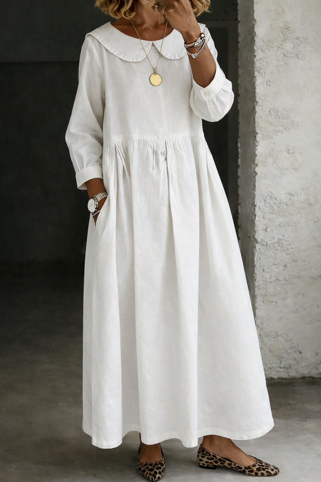 Sophie - Robe en denim à col Claudine