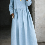 Sophie - Robe en denim à col Claudine