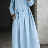 Sophie - Robe en denim à col Claudine