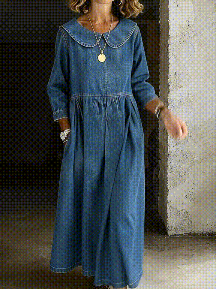 Sophie - Robe en denim à col Claudine