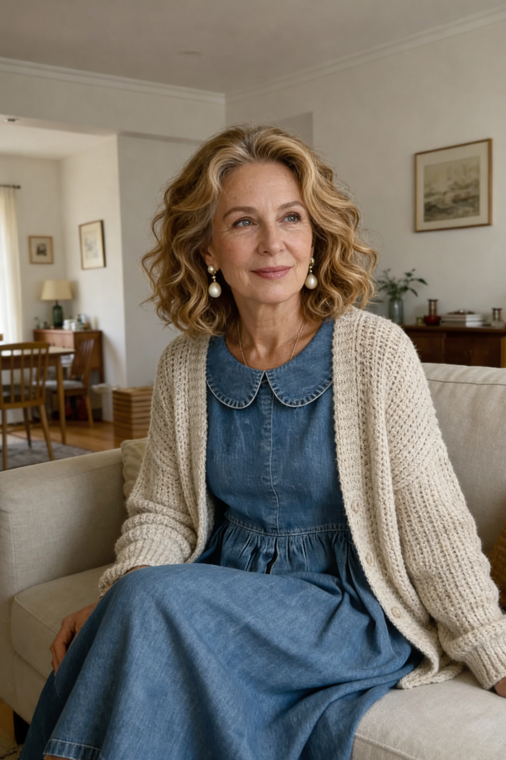 Sophie - Robe en denim à col Claudine