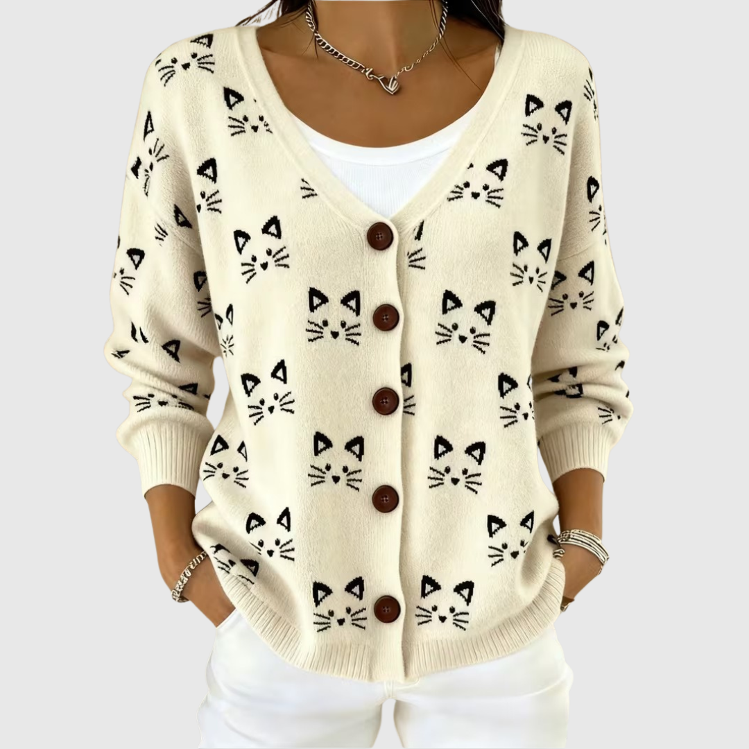 Oona | Cardigan à motif chat