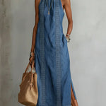 Tilly - Robe en denim dentelle rétro