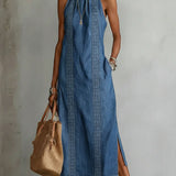 Tilly - Robe en denim dentelle rétro